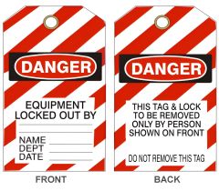 DANGER EQUIPMENT LOCKED BY TAGS, 6.125X3, Tagboard, 25/PK