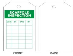 SCAFFOLD INSPECTION TAGS, 6.125X3, Laminated Tag Board, 10/PK