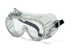 Economy Protective Goggles, Regular w/rubber strap, Lens: Clear