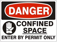 PICTOGRAM CONFINED SPACE ENTER BY PERMIT ONLY - DANGER SIGN, 7X10, Adhesive Vinyl
