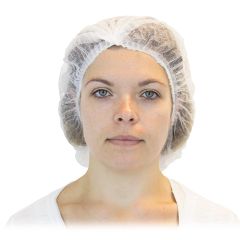 24" Pleated White Bouffant Caps, Latex Free, 1000/cs