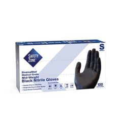 BLACK 5.3 MIL NITRILE; Powder Free Glove, Small, 100/Box