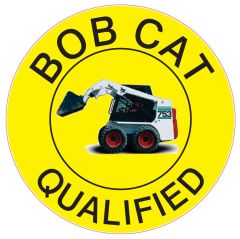 BOB CAT QUALIFIED WITH PICTO BOB CAT DIGGER - HELMET / HARD HAT MARKERS, 2x2, Adhesive Vinyl, 25/PK