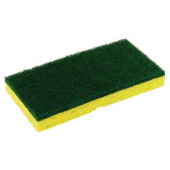 Scrubbing Sponge, Medium Duty, Yellow/Green, Individually Wrapped, 20/Carton