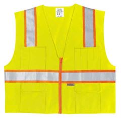 Class 2 surveyors vst, 2" lime vinyl stripe, L, Orange