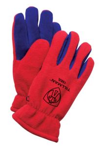 Premium Polar Fleece/Cowhide Winter Gloves, S, Gray